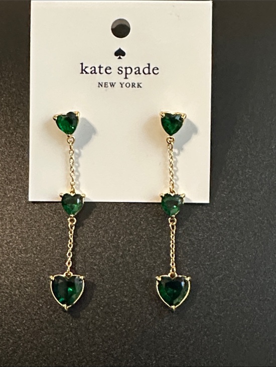 kate spade Jewelry - Kate Spade New York Green Heart Linear Drop Earrings – NWT